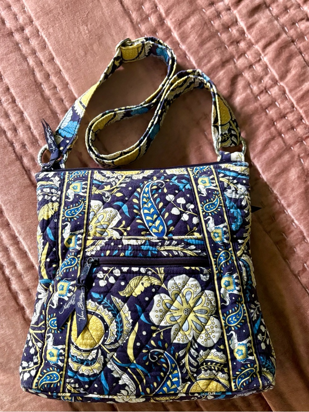 Vera Bradley Ellie Blue quilted cotton crossbody bag